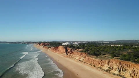 Aerial drone view of Praia da Falesia Stock Footage 167881966