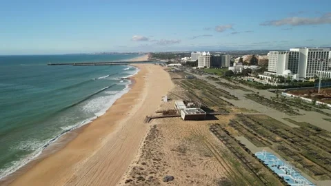 Aerial drone view of Praia da Falesia Stock Footage 167882002