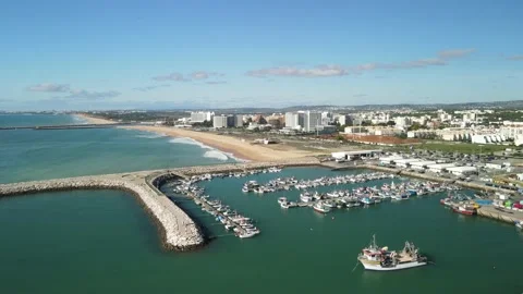 Aerial drone view of Praia da Falesia Stock Footage 167882192