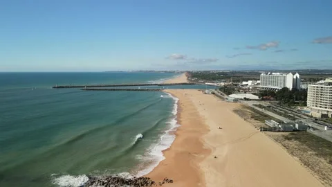 Aerial drone view of Praia da Vilamoura and marina Stock Footage 167882288