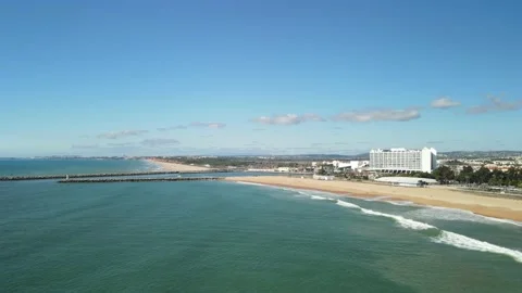 Aerial drone view of Praia da Vilamoura and marina Stock Footage 167882811