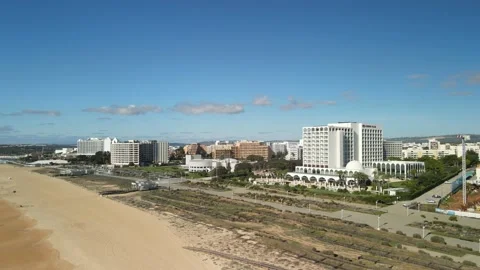 Aerial drone view of Praia da Vilamoura and marina Stock Footage 167882829