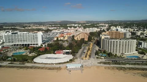 Aerial drone view of Praia da Vilamoura and marina Stock Footage 167882837