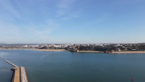 Aerial drone view of Praia da Rocha and marina in Portimao Stock Footage 167923975