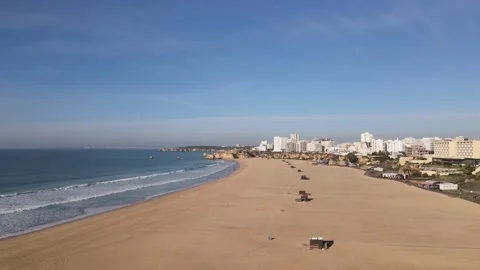 Aerial drone view of Praia da Rocha and marina in Portimao Stock Footage 167924165