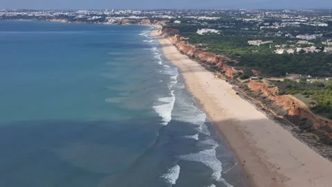 Aerial drone view of Praia da falesia in Algarve, Portugal Stock Footage 291733667