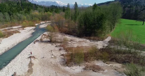 Aerial drone view of pristine river in Slovenia Video stock 144879805