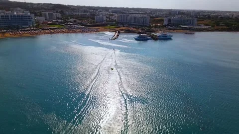 Aerial Drone View of Protaras Cyprus, Luxury Beachfront Hotels Stock Footage 337306162