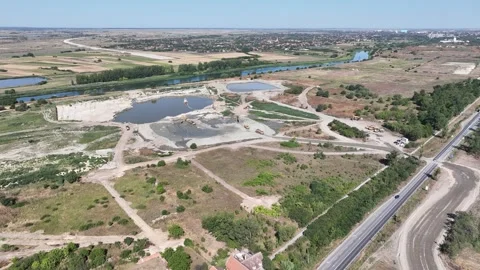 Aerial drone view of quarry and sand mining site Stock Footage 340993532