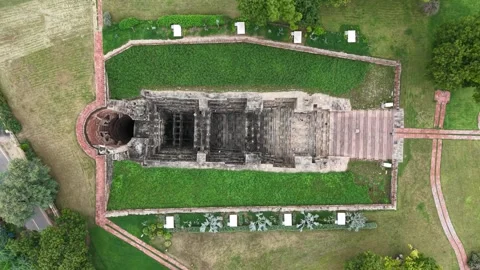 Aerial Drone View of Rani Ki Vav Stepwell, UNESCO World Heritage Site in Pat Stock Footage 339384471