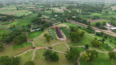 Aerial Drone View of Rani Ki Vav Stepwell, UNESCO World Heritage Site in Pat Stock Footage 339384596