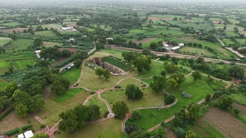 Aerial Drone View of Rani Ki Vav Stepwell, UNESCO World Heritage Site in Pat Stock Footage 339384607