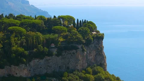 Aerial Drone View of Ravello Cliff Coastline, Amalfi Coast Italy Stock Footage 340530738