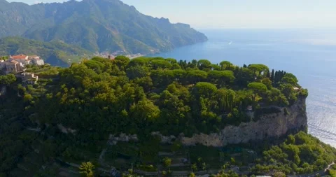 Aerial Drone View of Ravello Cliffs and Coastline, Amalfi Coast Italy Stock Footage 340530700