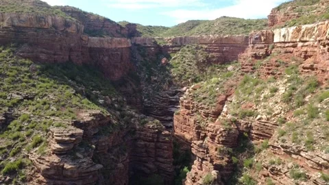 Aerial Drone View of Red Rock Formations in Atuel Canyon, Mendoza, Argentina Stock Footage 330889658