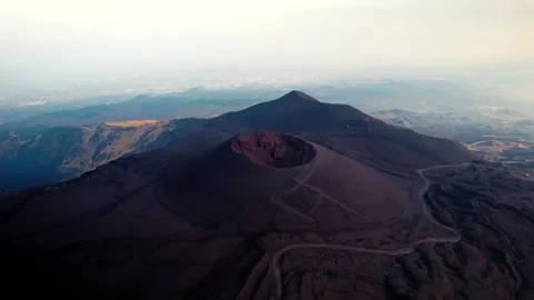 Aerial Drone View of Red Volcanic Crater Cone and Vast Landscape Video stock 322182976