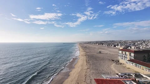 Aerial Drone View of Redondo Beach Marina, Coastline and Beach, California 動画素材 340656988
