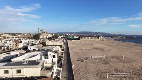 Aerial Drone View of Redondo Beach Marina, Coastline and Beach, California Video stock 340656996