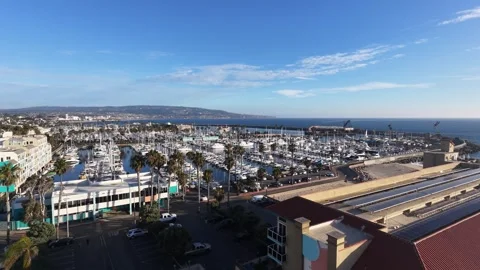 Aerial Drone View of Redondo Beach Marina, Coastline and Beach, California 動画素材 340656998