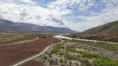 Aerial drone view of remote mountain road in western China Stock Footage 337900248