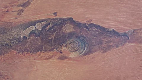 Aerial drone view of the Richat structure. Mauritania in the Sahara desert Video stock 264998877