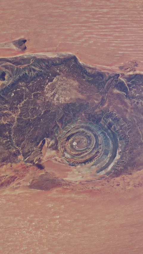 Aerial drone view of the Richat structure. Mauritania in the Sahara desert Video stock 282933920