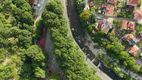 Aerial Drone View of River and Forest in Bachkovo Bulgaria 스톡 동영상 344763462