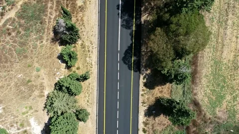 Aerial Drone View of Road 4 Through Orchards Near Fureidis, Israel Stock Footage 341363658