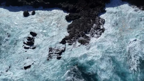 Aerial Drone View of Rough Ocean Waves and Rocky Shoreline in Tenerife Видео 271355453