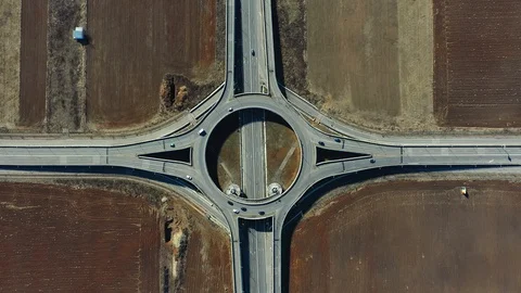 Aerial drone view of a Roundabout Stock Footage 104831874