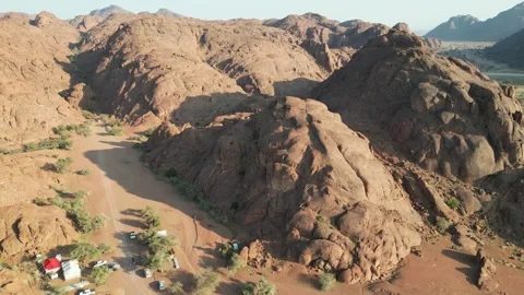 Aerial Drone View of the Rugged Aja Mountains Landscape near Ha'il, Saudi Arabia Stock Footage 320823041