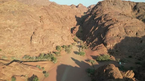 Aerial Drone View of the Rugged Aja Mountains Landscape near Ha'il, Saudi Arabia Stock Footage 320823213
