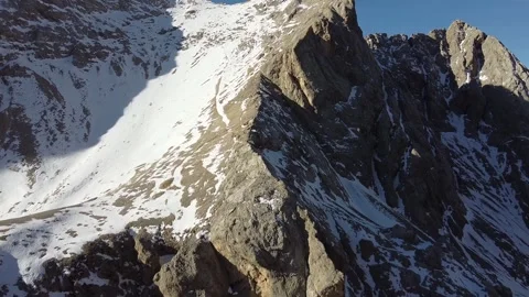 Aerial Drone View of Rugged Mountain Cliffs in the Dolomites, Italy Stock Footage 326203798