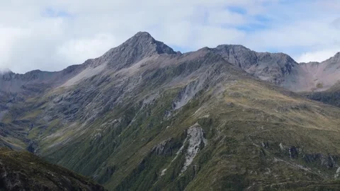Aerial Drone View of Rugged Mountain Peak in Arthur's Pass, New Zealand Stock Footage 330949761