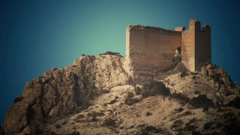 Aerial drone view of the ruins of ancient castle Vídeos de archivo 131627353