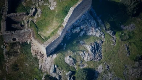Aerial drone view of the ruins of ancient castle Stock-Footage 131627859
