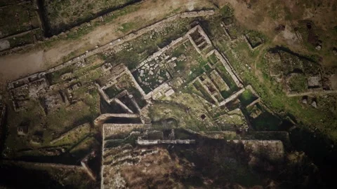 Aerial drone view of the ruins of ancient castle 動画素材 131628699