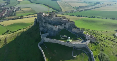 Aerial drone view of the ruins of Spis Castle, Spis, Slovakia, Europe,07-08-2023 Vídeos de archivo 328883553