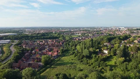 Aerial Drone View of Rushey Platt, Swindon, Wiltshire, England Stock Footage 337980678