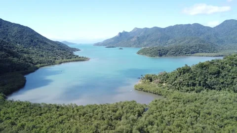 Aerial Drone View of Saco do Mamanguá Fjord, Paraty, Rio de Janeiro, Brazil Stock Footage 337597694
