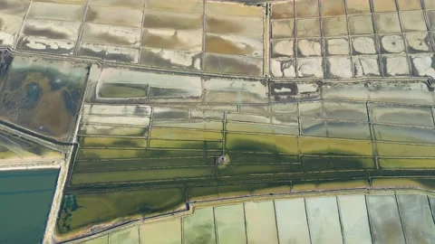 Aerial drone view of Salt Fields in Solana Pag Stock Footage 231336681