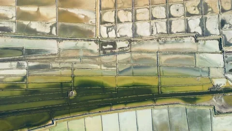 Aerial drone view of Salt Fields in Solana Pag Stock Footage 231430591