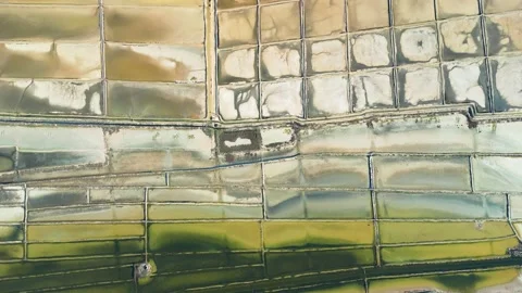 Aerial drone view of Salt Fields in Solana Pag, Croatia Stock Footage 231795623