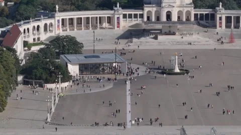 Aerial drone view of the Sanctuary of Fatima, Portugal Stock Footage 295932100