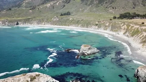 Aerial drone view of Sand Dollar Beach in Big Sur Video stock 318312172