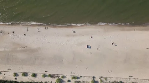Aerial Drone View of Sandy Beach along the Baltic Sea, Poland Stock Footage 301557070