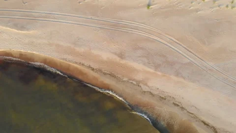 Aerial Drone View of Sandy Beach and Baltic Sea Waves in Lithuania 스톡 동영상 321755827
