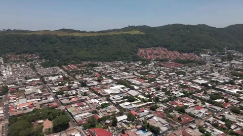 Aerial Drone View of Santa Tecla Centro, El Salvador Видео 341989015