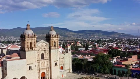 Aerial Drone View of Santo Domingo and Oaxaca City, Mexico Stock Footage 346568029
