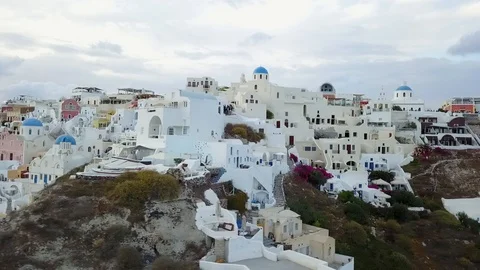 Aerial drone view of Santorini, Greece Stock Footage